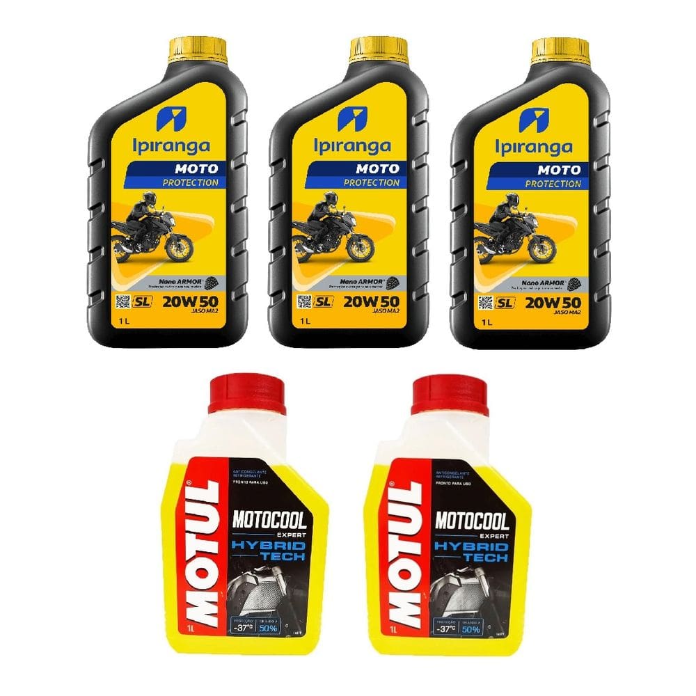Kit 3L Troca Oleo Ipiranga Mineral Motor Protection 20W50 Sl Mt07 Xj6 Lander + 2 Motocool Motul