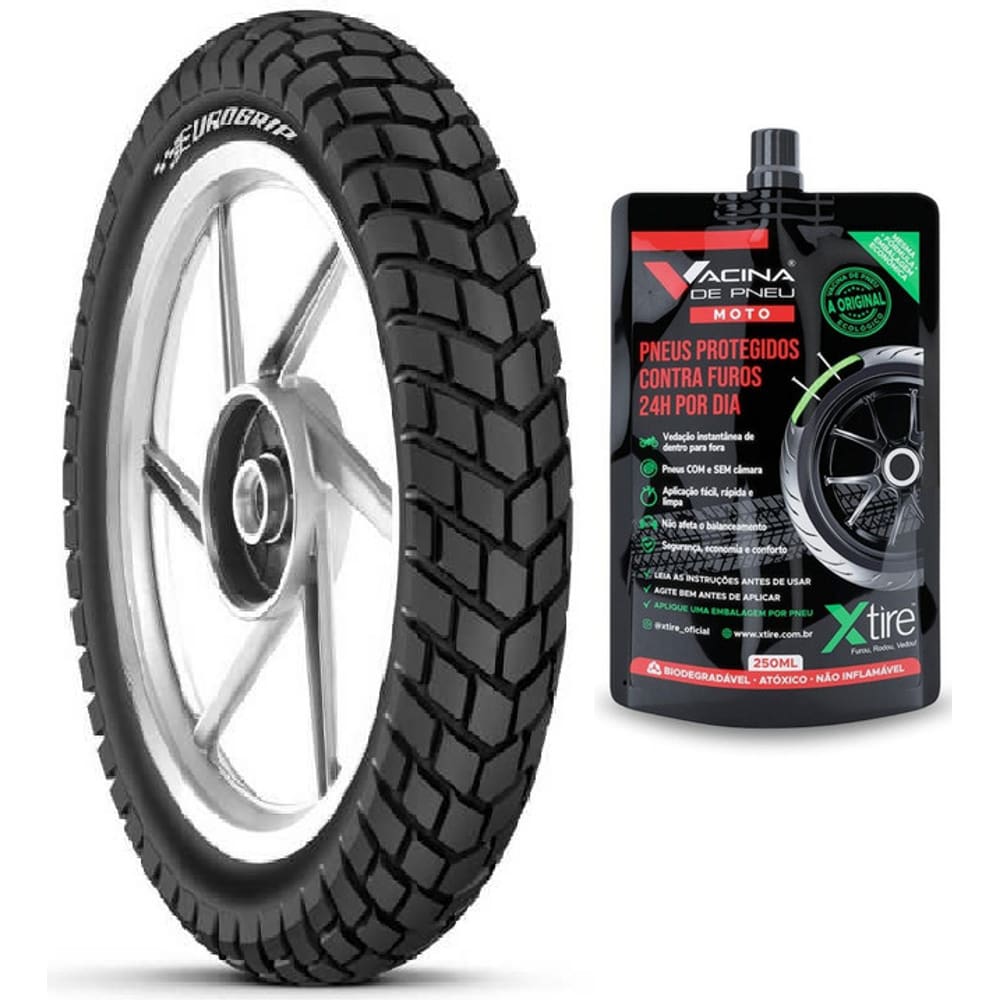 PNEU DIANTEIRO 90/90-19 52P TERRABITE USO COM CAMARA Shineray XY150GY XTZ 150 Crosser XRE 190 BROS 125 150 160 + VACINA