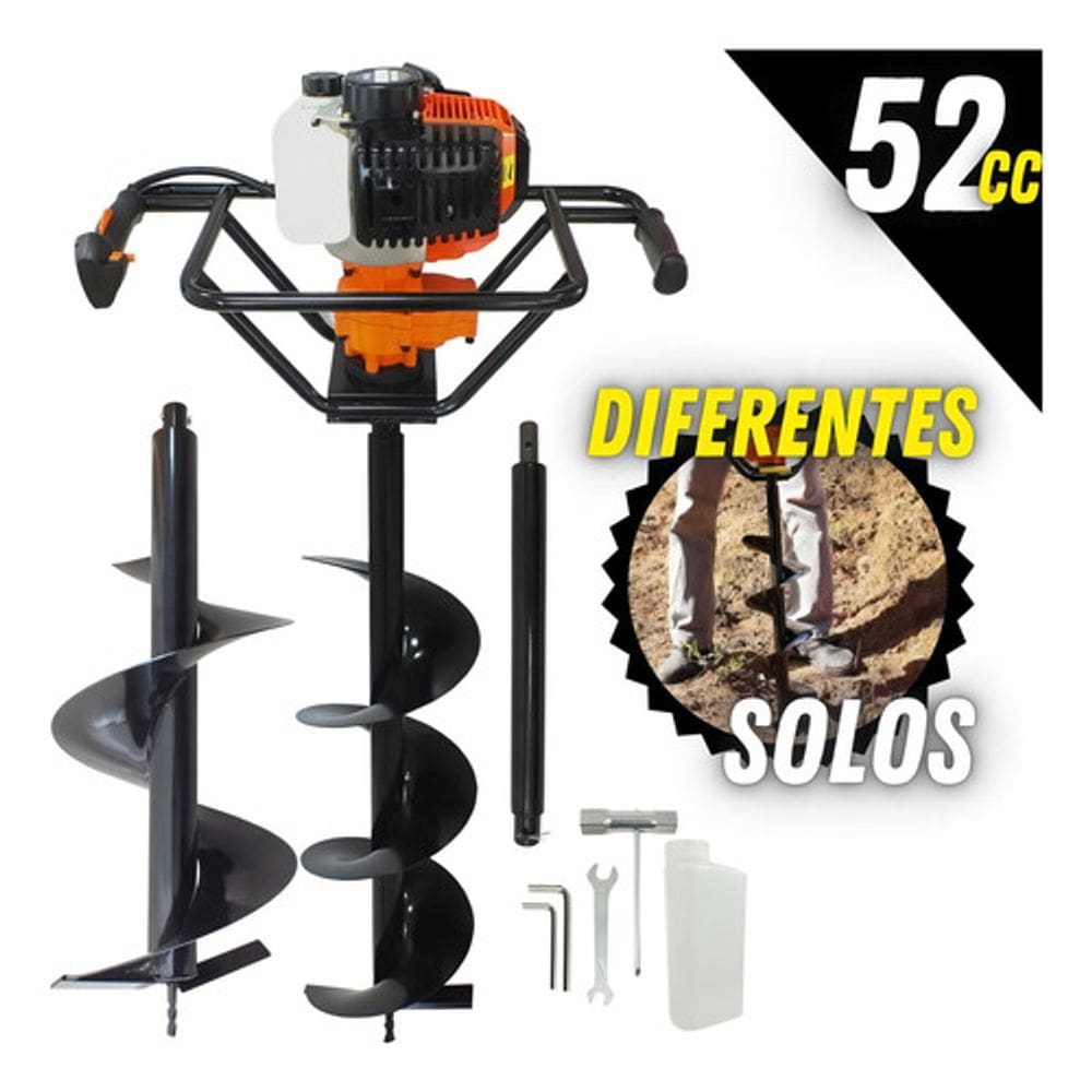 Perfurador De Solo 52cc Vulcan + Duas Brocas + Extensão 50cm