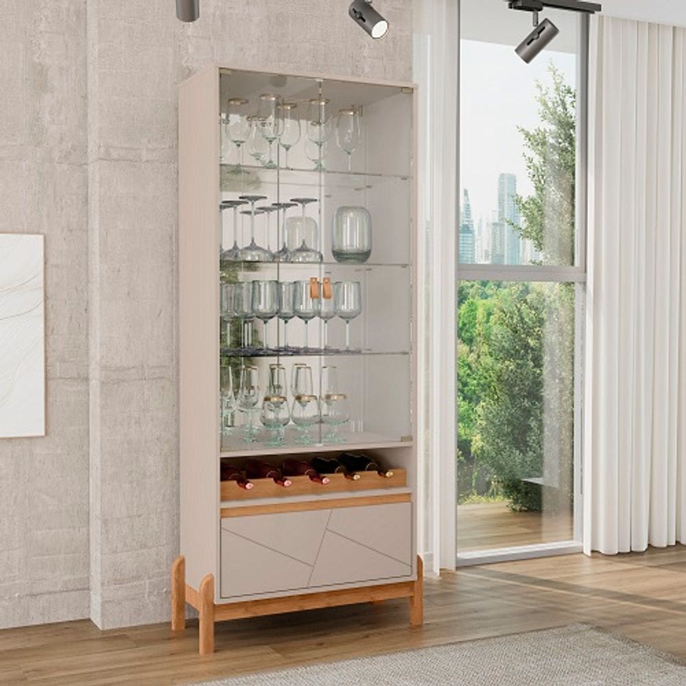 Cristaleira Bari Off White/Cedro - Casa D Móveis