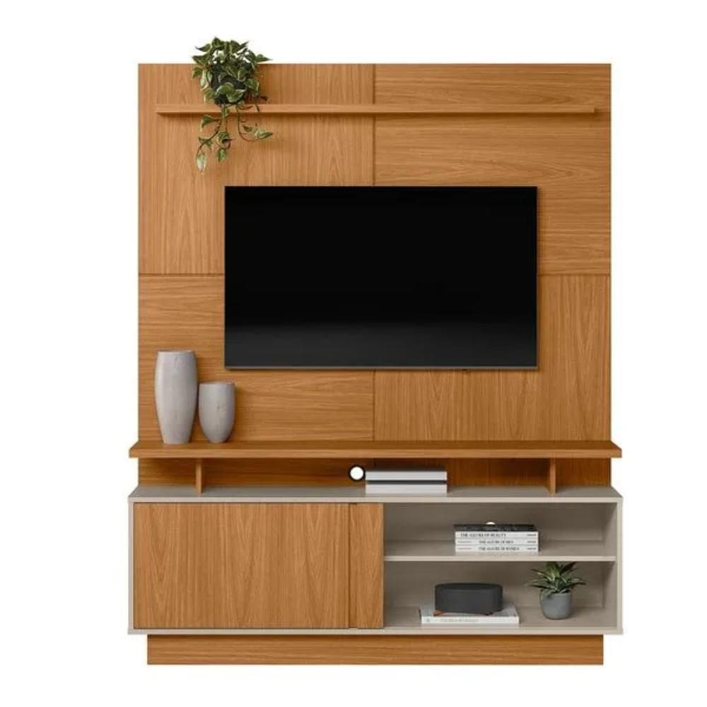 Estante Home para TV até 60 Polegadas 1 Porta Viena Nature e Off White 150cm