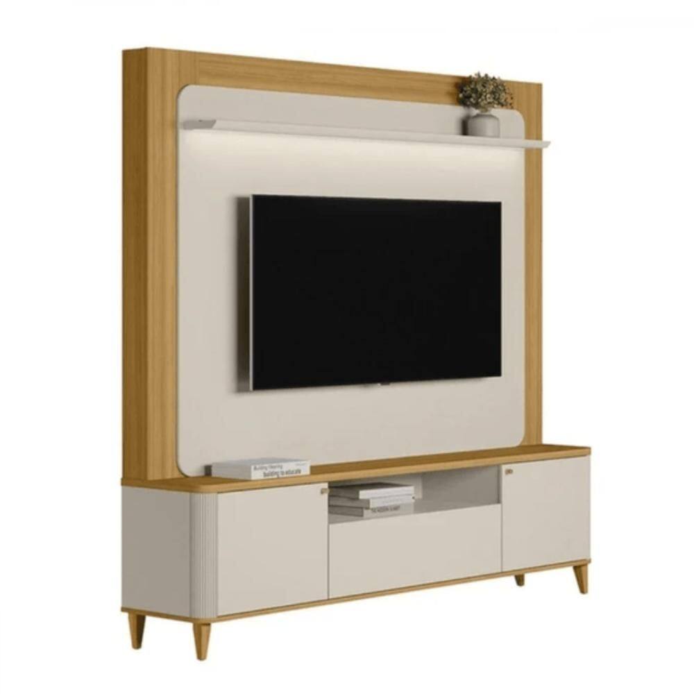 Estante Home para TV até 70 Polegadas 3 Portas Munique Tauari e Off White 200cm