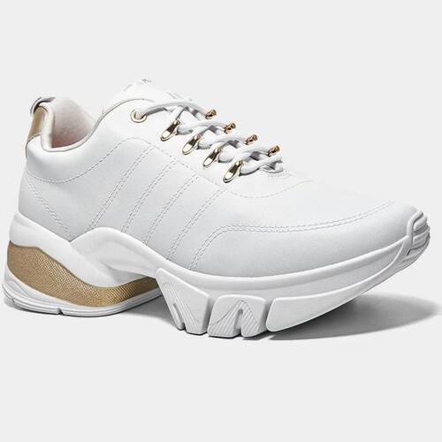 Tênis Ramarim Chunky Feminino Branco e Dourado Extra