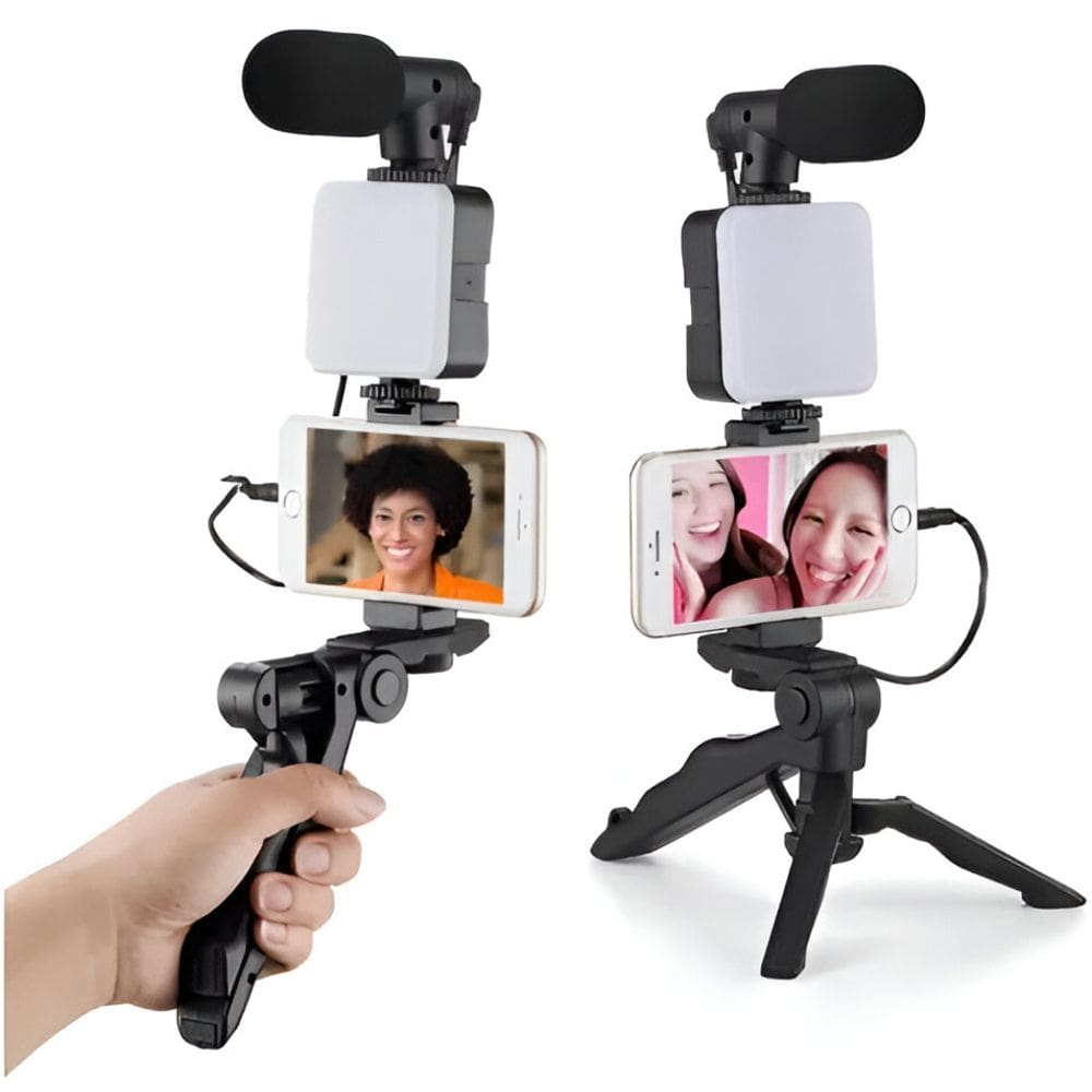 Kit Gravação 5 em1 Controle Bt/tripe/microfone/led/suporte