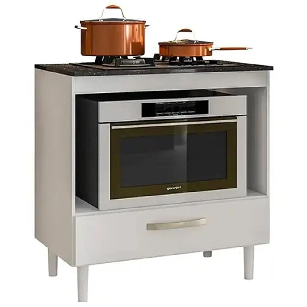 Balcão para Cooktop Nicioli 80cm 1 Gaveta Cor Branco