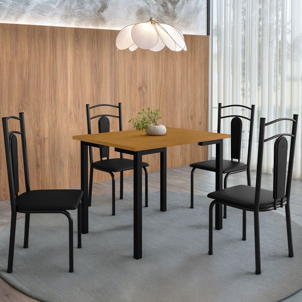 Mesa de Jantar 4 Lugares Madri Preto/Natural - Art Panta