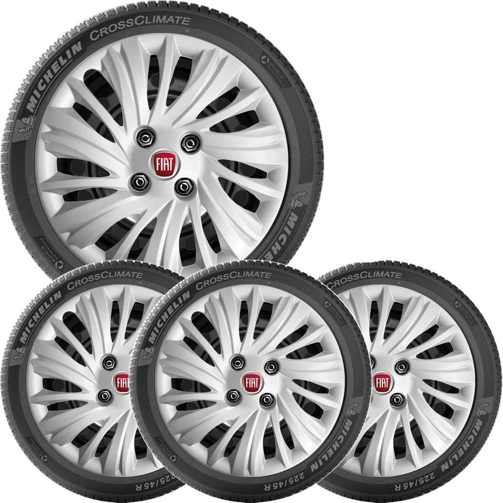 4X Calota Fiat Uno Palio Siena Aro 14 Com Emblema 224Cb