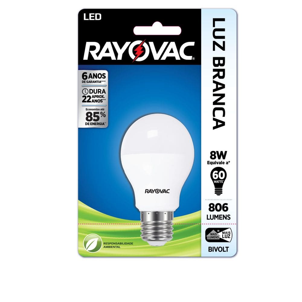 Lampada Rayovac Led A55 8w Bivolt Branca