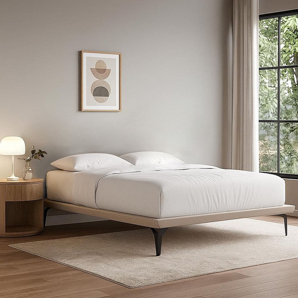 Base Box Cama Japonesa Toquio Casal Linho Bege