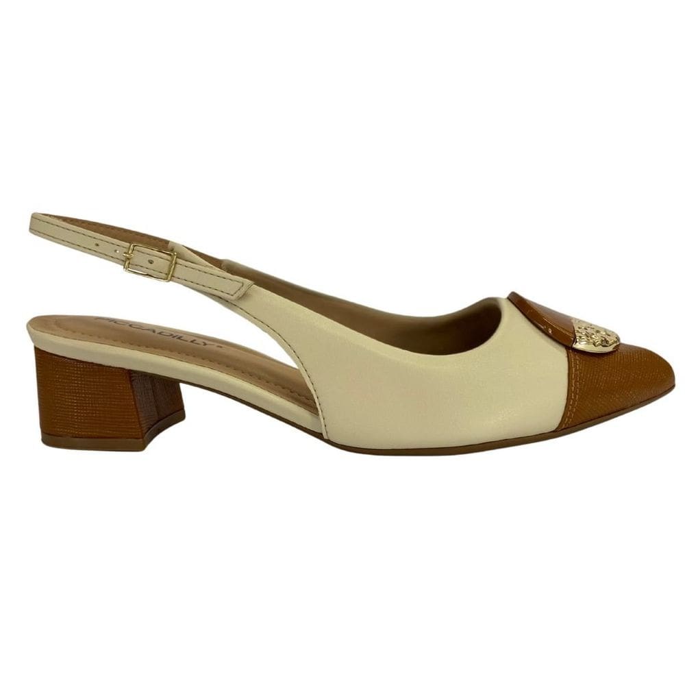 Sapato Scarpin Slingback Piccadilly 739091 Feminino Off White casual