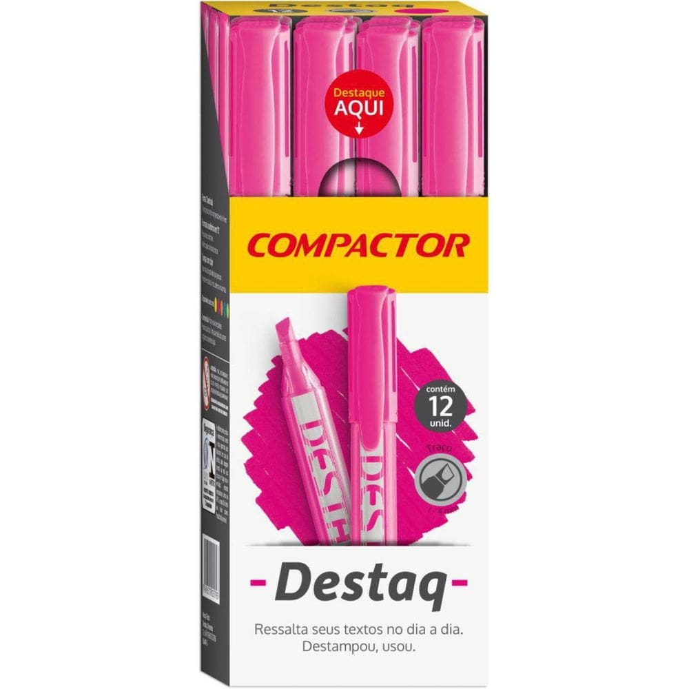 Caneta Marca Texto Destaq Fluorescente Rosa