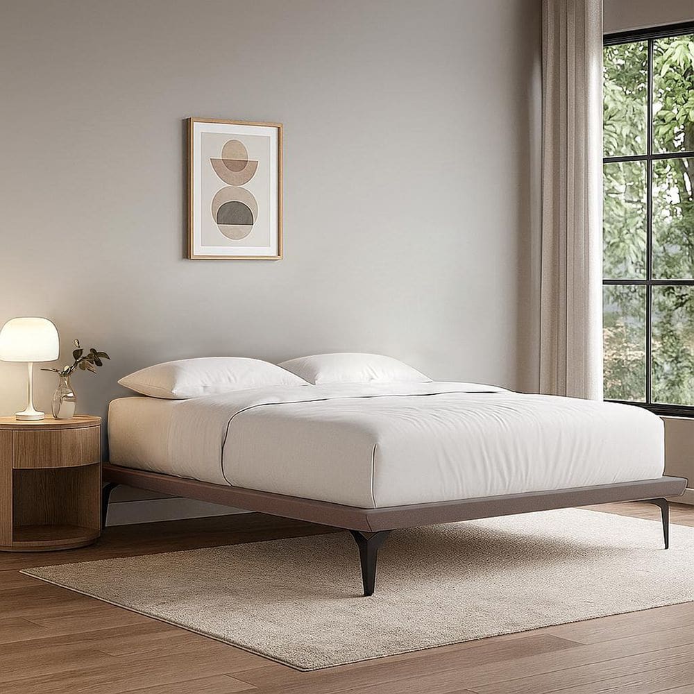 Base Box Cama Japonesa Toquio King Linho Marrom