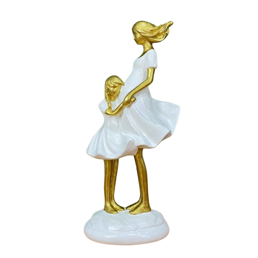 Estatueta Decorativa Mãe e Filha em Gesso Colorido ou Branco