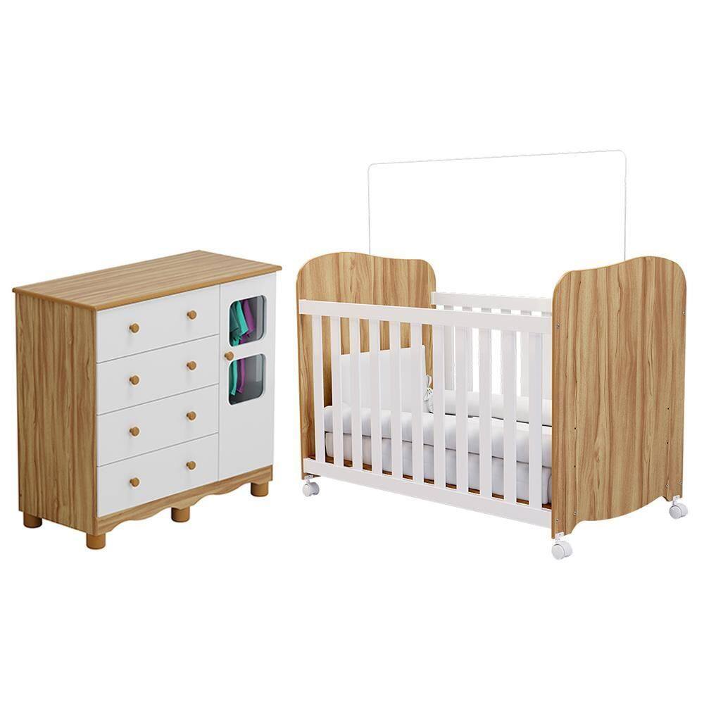 Jogo de Quarto Infantil Uli Cômoda e Berço - Móveis Peroba