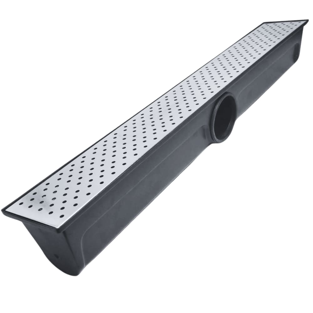 Ralo Linear 15x100 Inox Perfurado Drenagem Externa 1 Saída Lateral 100mm com Tela