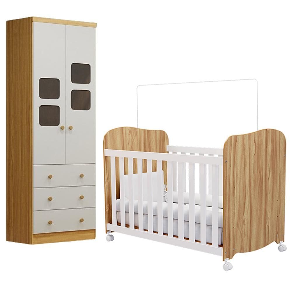 Jogo de Quarto Infantil Uli Guarda Roupa 2 Portas e Berço - Móveis Peroba