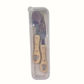 Conjunto de Talheres Infantis Capivara Garfo ou Colher Estojo Transparente Branco Fwb