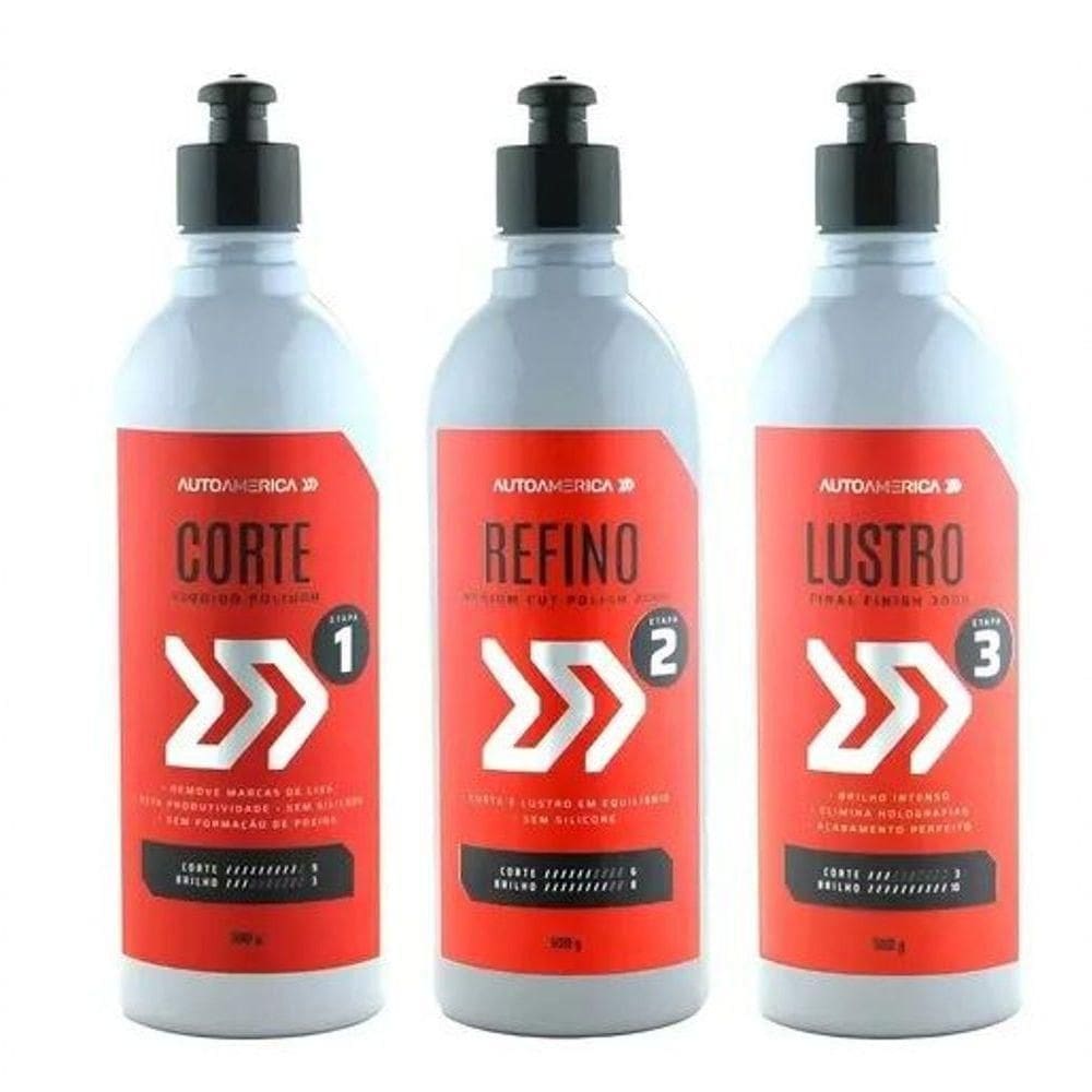 Kit Polimento Menzerna 300ml Corte Refino Lustro Autoamerica