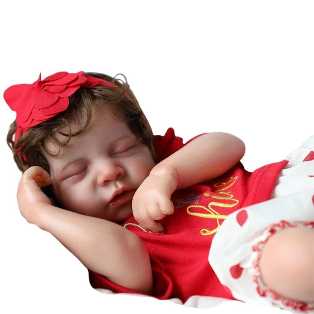 Bebê Reborn Menina Artesanal Olhos Fechados Cabelo Implantado Fio A Fio Realista