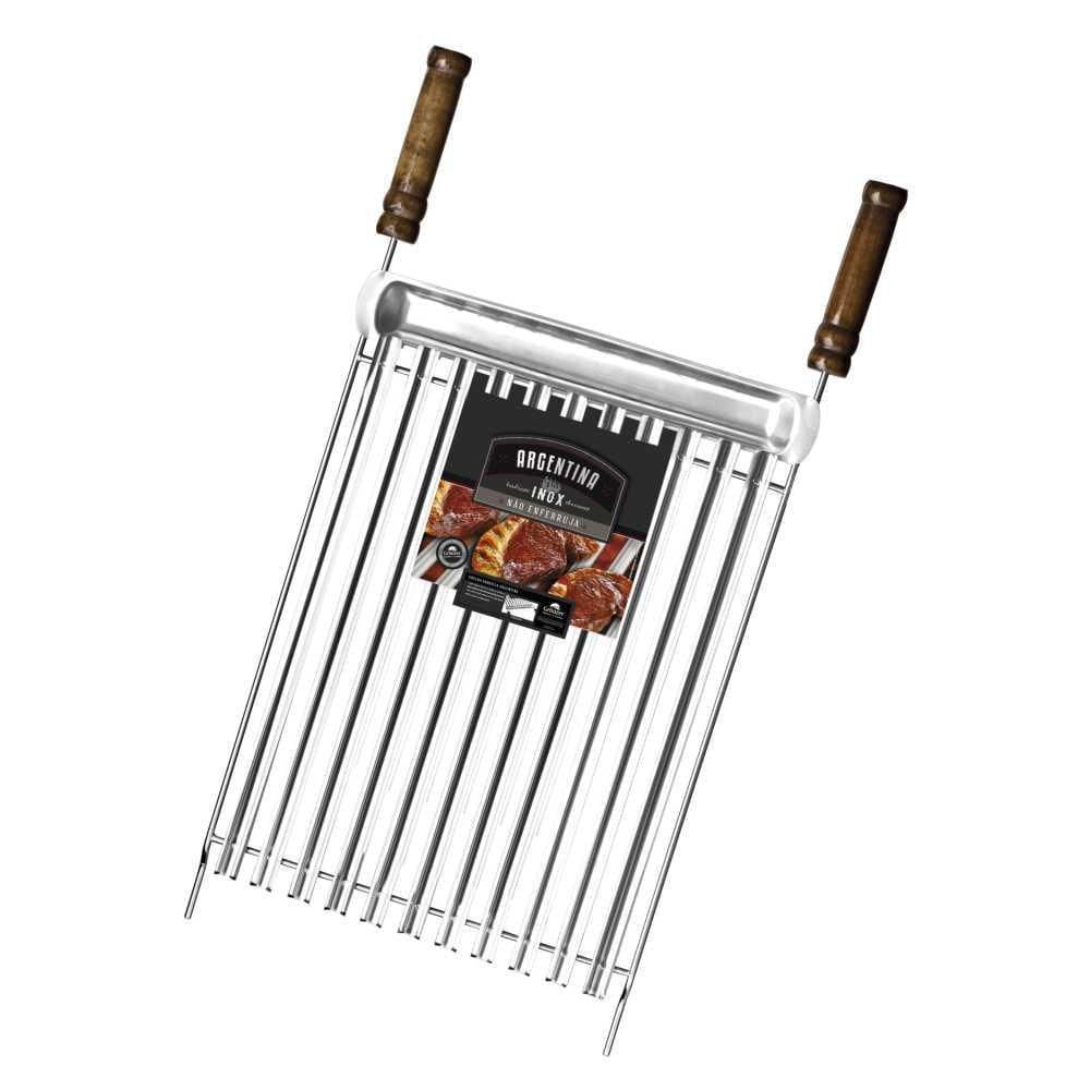 Grelha Argentina Parrilla Aco Inox 40X40Cm Coletor Grilazer