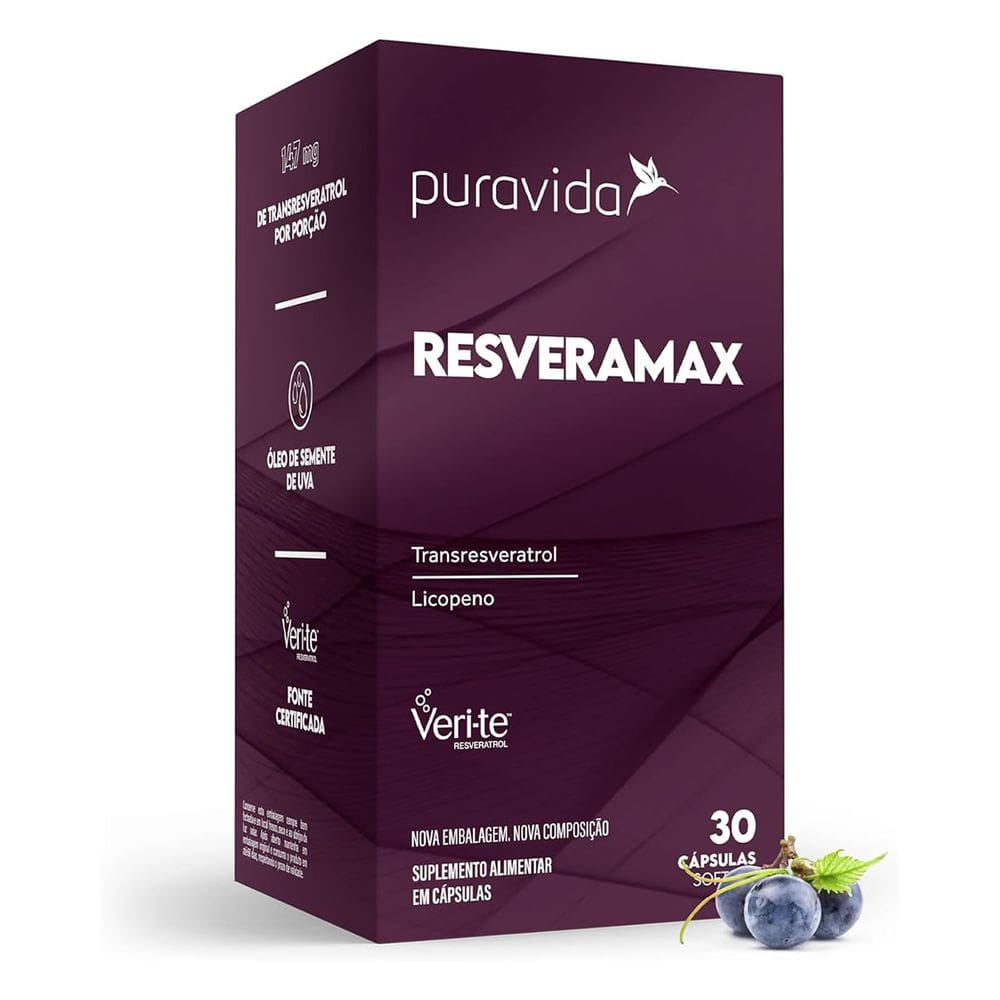 Resveramax 30 Cápsulas Resveratrol 147mg Puravida