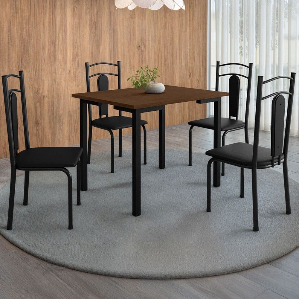Mesa de Jantar 4 Lugares Madri Preto/Freijó - Art Panta