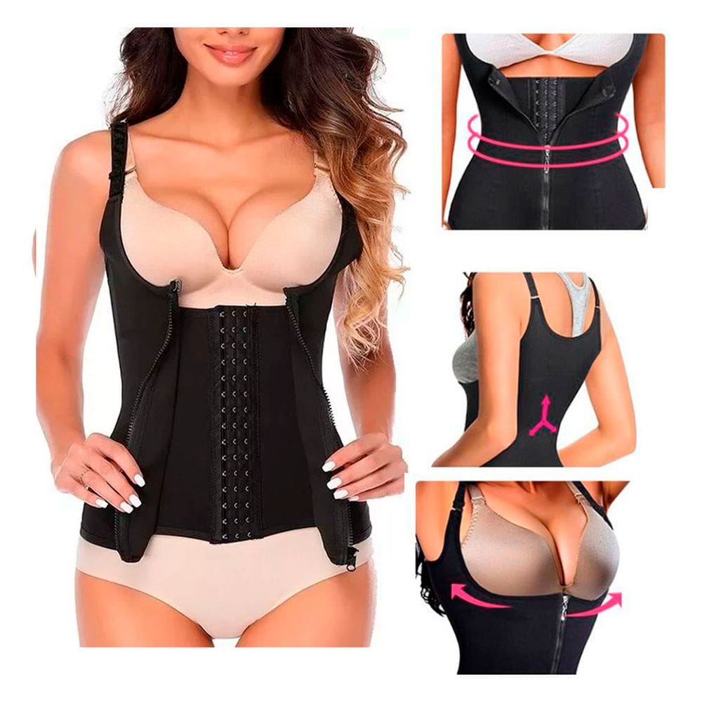 Cinta Corselet Modeladora Dupla Compressão Ziper E Colchete