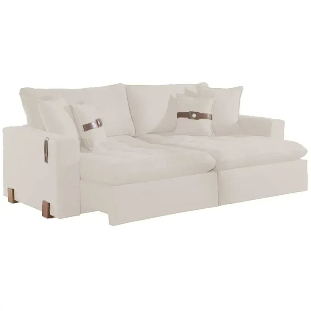 Sofá Cama Zeus 220cm 4 Lugares Retrátil e Reclinável Tecido Linho Innove Cor Cru