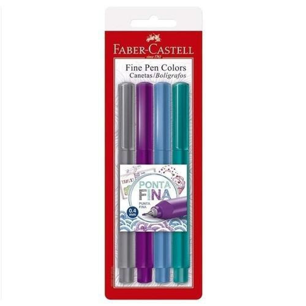 Caneta Fine Pen Faber Castell 4 Cores - 4 Un