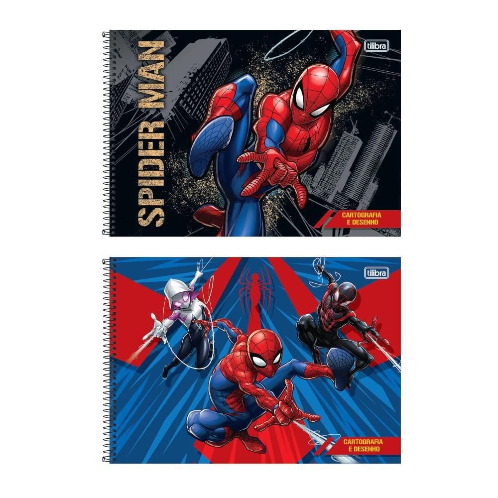 Caderno Cartografia E Desenho  Espiral 80 Folhas Spider Man