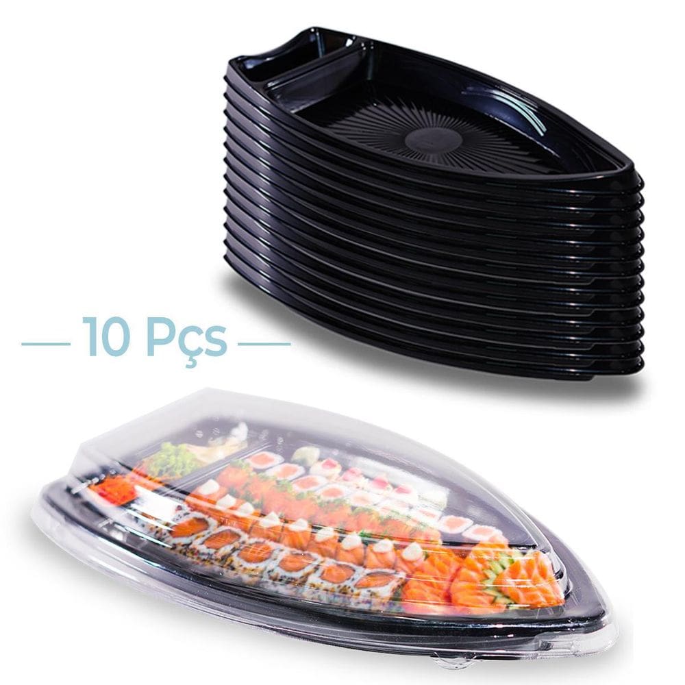 Kit Com 10 Barca Descartável Para Sushi Super Big Boat