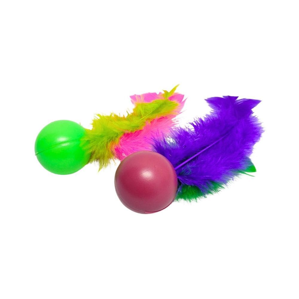 Bolinha Com Pena E Guizo - Pet Toys