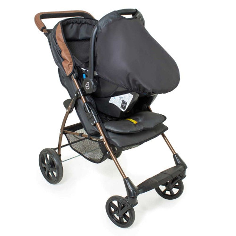 Carrinho de Bebê Galzerano Romano Travel System Para Passeio Preto Cobre Até 15Kg + Bebê Conforto