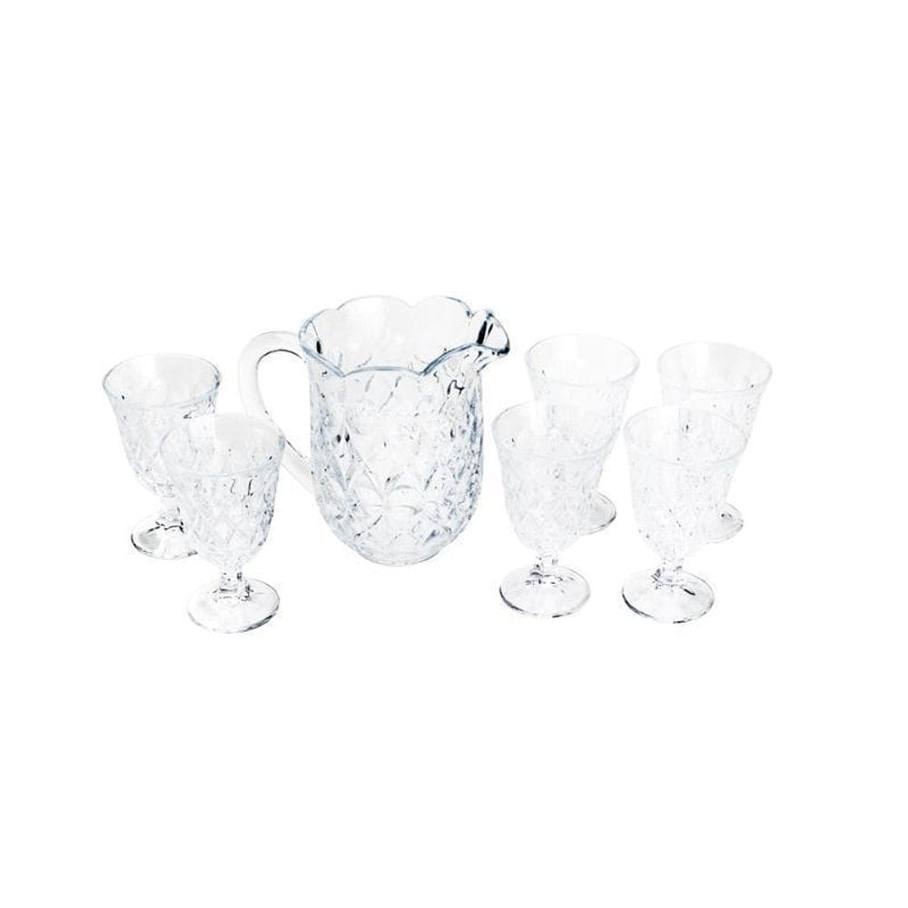 Conjunto De 6 Taças E Jarra De Cristal Lile 6869 Lyor