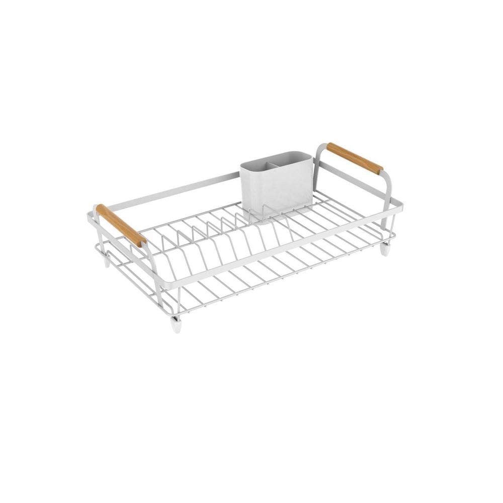 Escorredor De Louças Aço E Madeira Metalla Branco 42Cm - Yoi