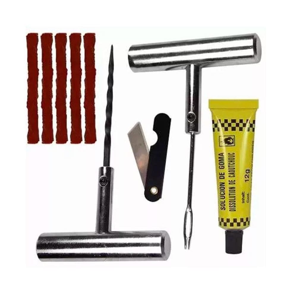 Kit Reparo De Pneu Completo Sem Câmera Carro Moto 9 Peças