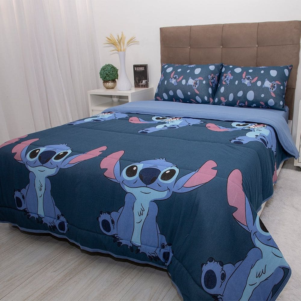 Edredom Casal Stitch Disney 200x220cm 100% Algodão