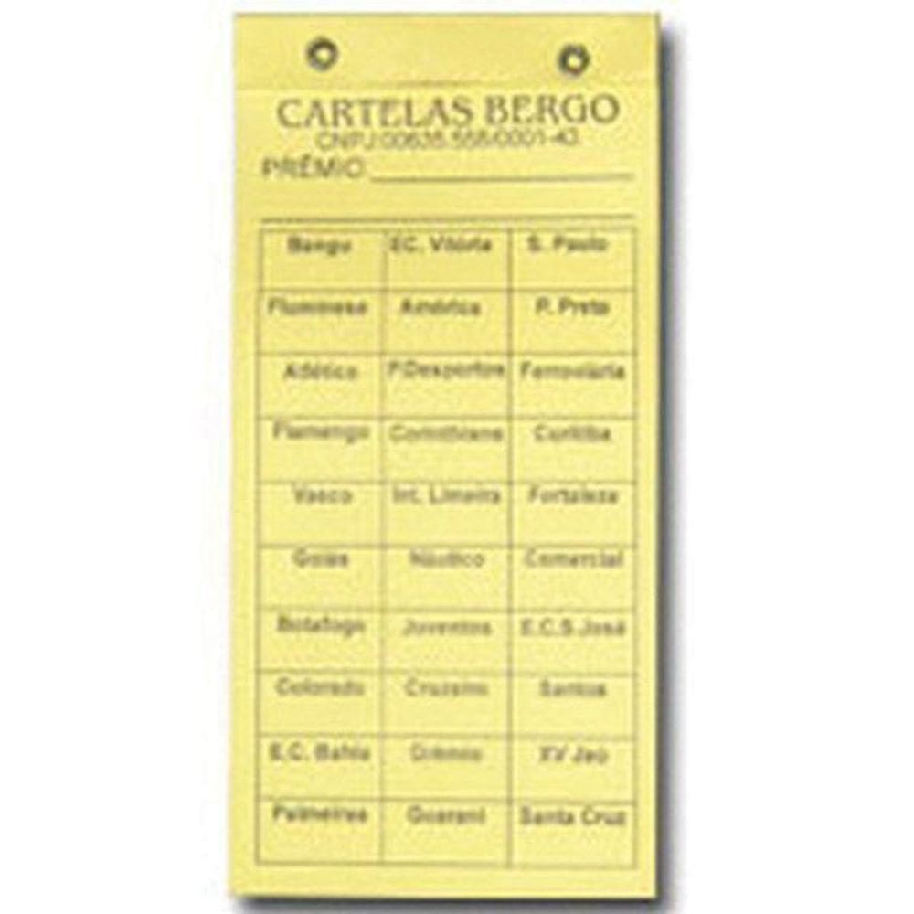 Cartela De Rifa 30 Times - Pacote Com 50 Cartelas