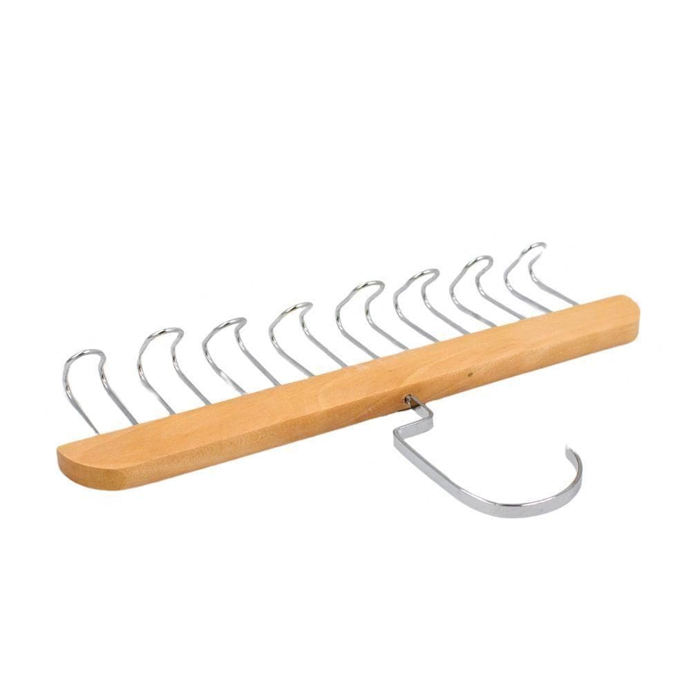 Cabide Madeira Rotativo Ganchos Organizador Armário Bege