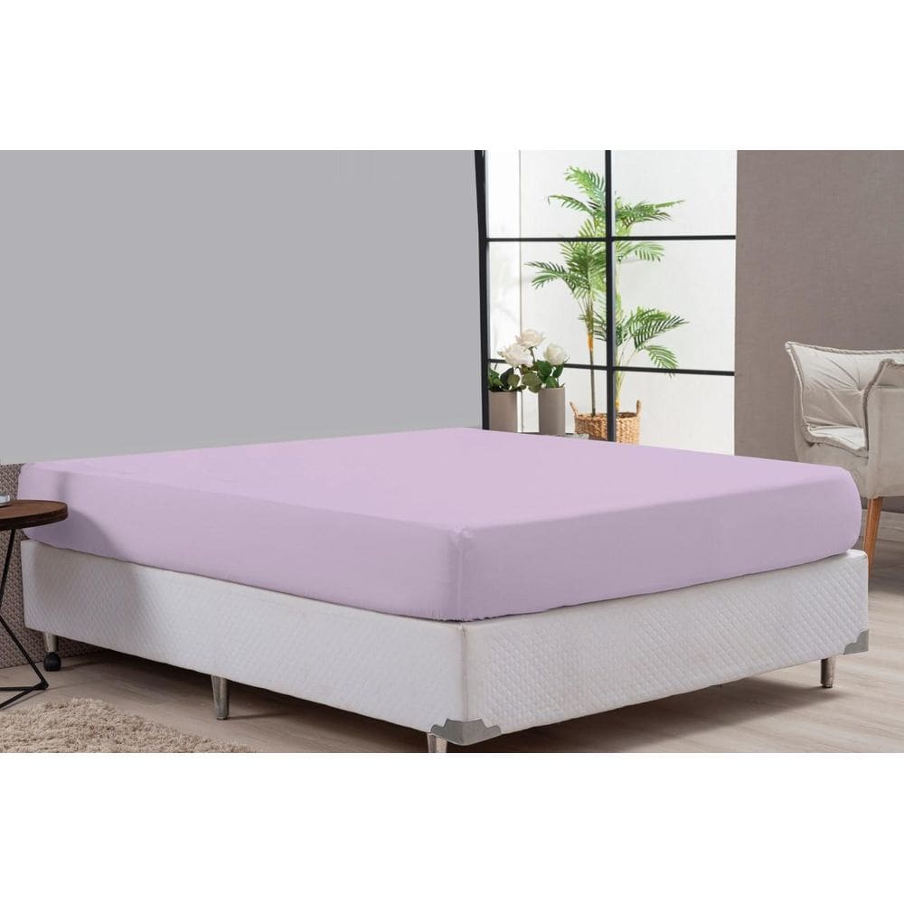 Lençol De Cama Casal Queen Lilás Percal 180 Fios Algodão