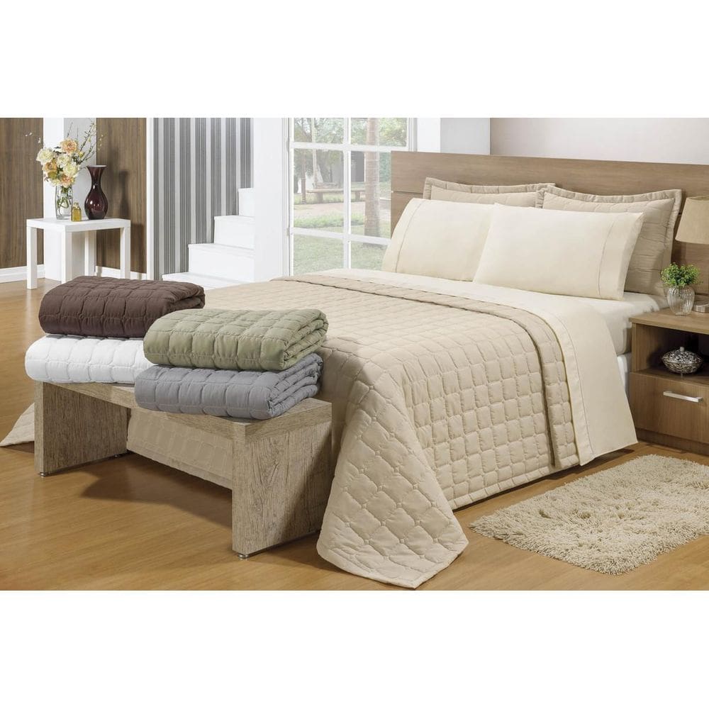 Cobre Leito Colcha Solteiro Soft Matelado 2Pçs