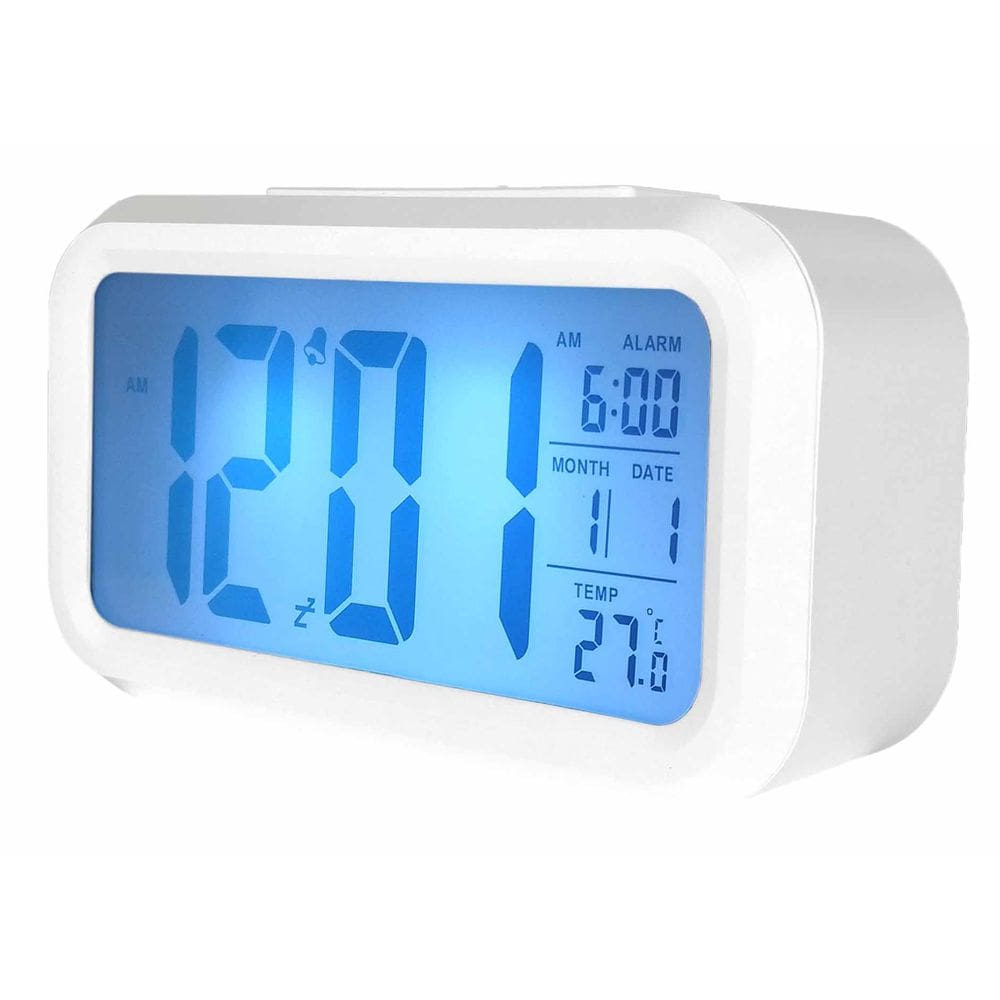 Relógio De Mesa Digital Branco com Despertador e Sensor de Temperatura Top