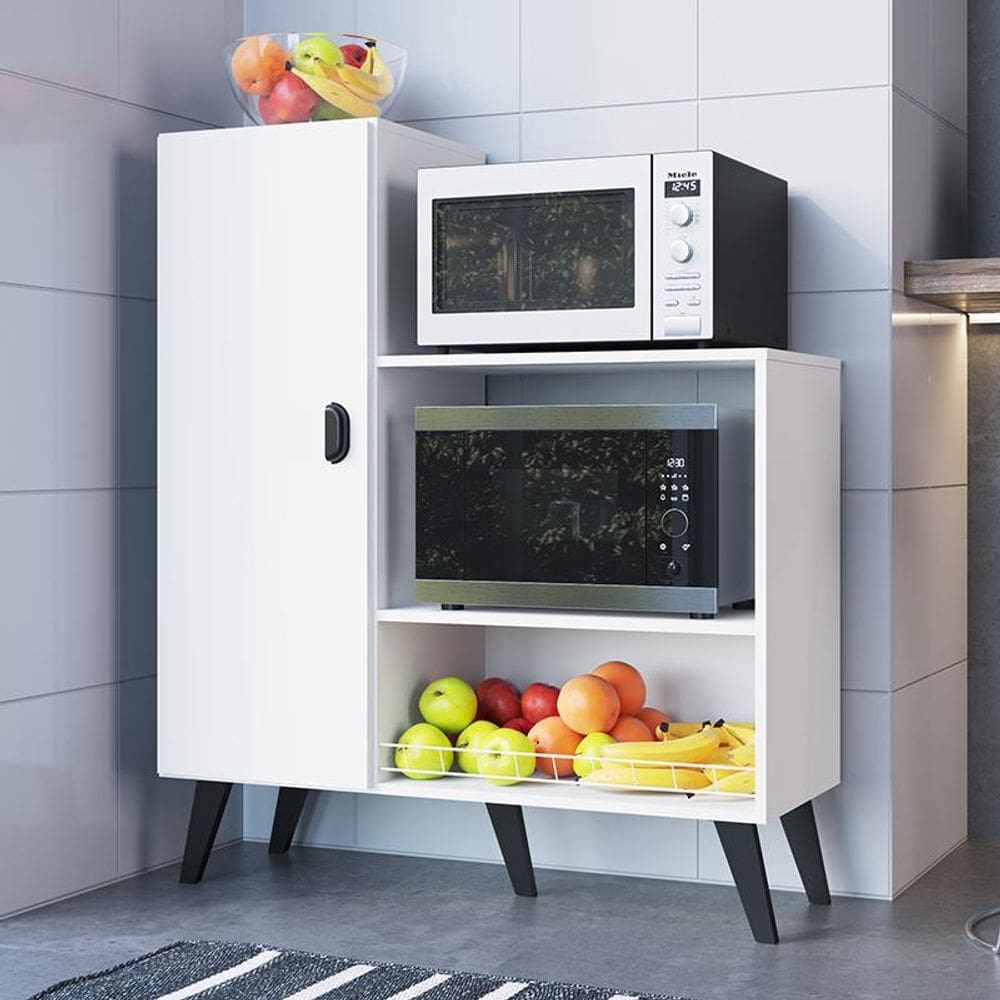 Balcão Cozinha Fruteira Multiuso Com Porta Fornos Xangai - Branco