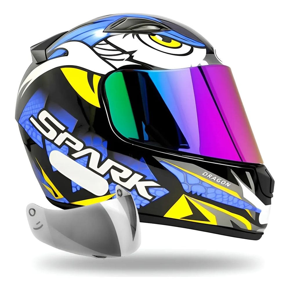 Capacete Ebf Dragon Spider C/ Narigueira + Viseira Espelhada