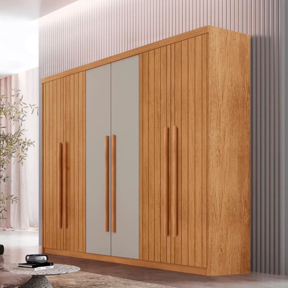 Guarda Roupa Casal Toronto 100 MDF 6 Portas e 2 Gavetas Moderna Mobília