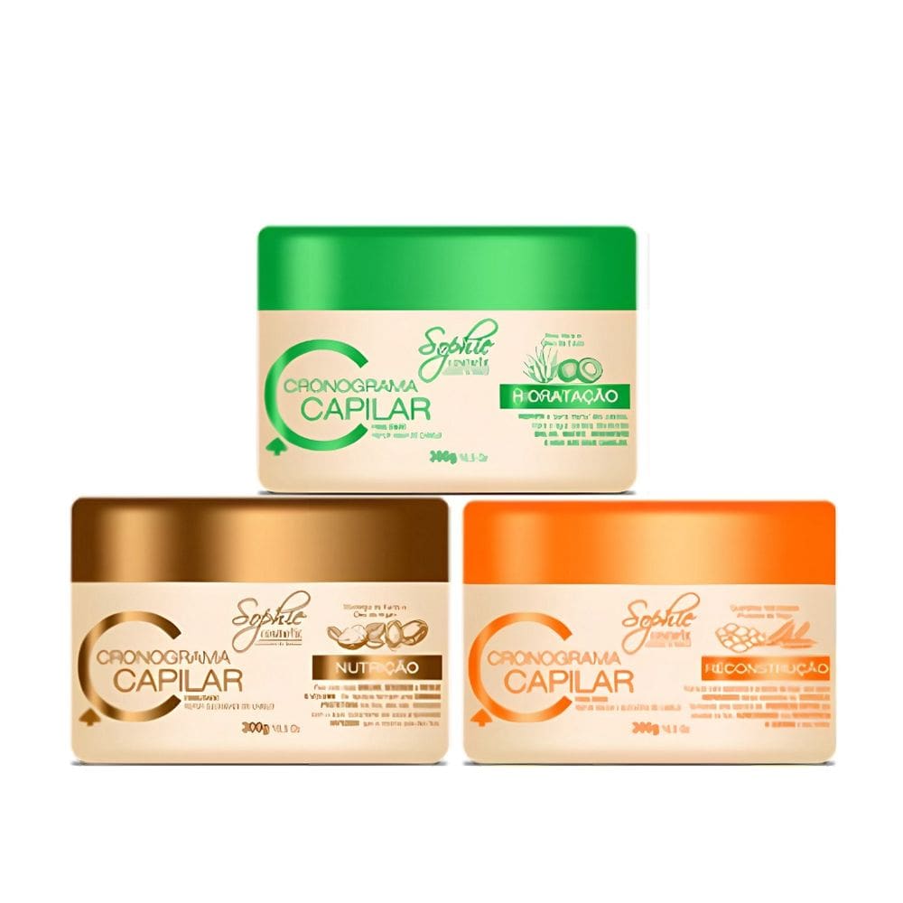 Kit Cronograma Reconstrução + Hidratação + Nutrição 300g Sophie Cosmetic