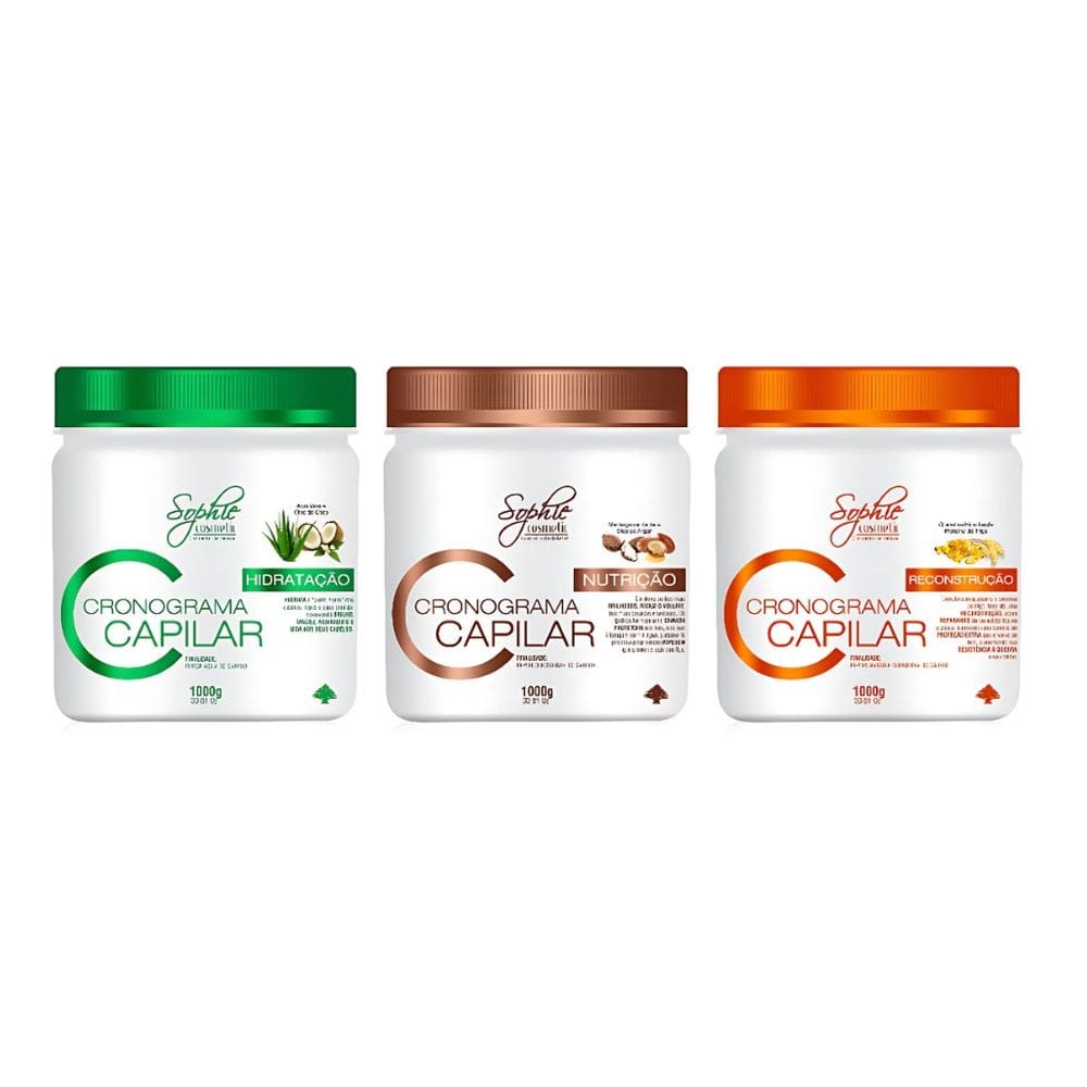 Kit Cronograma Reconstrução + Hidratação+ Nutrição 1kg Sophie Cosmetic