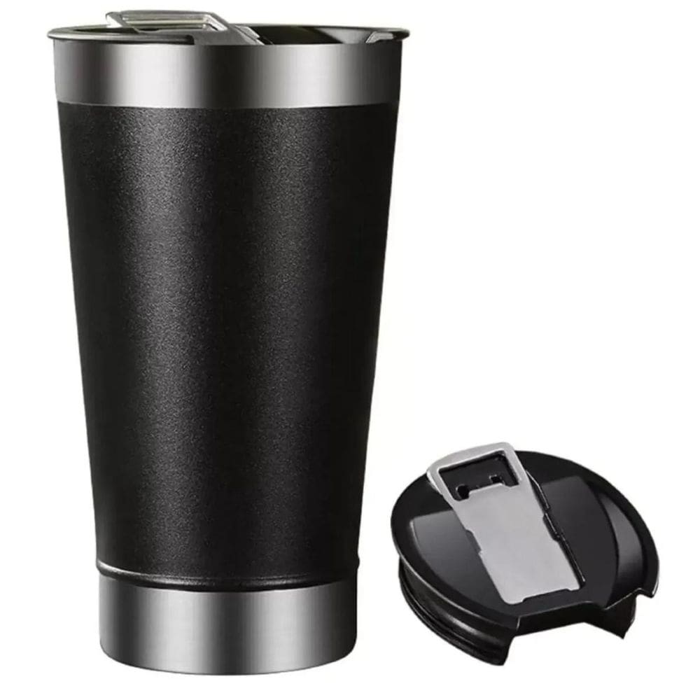 Copo Térmico De Bebidas Tampa E Abridor Inox Parede Dupla