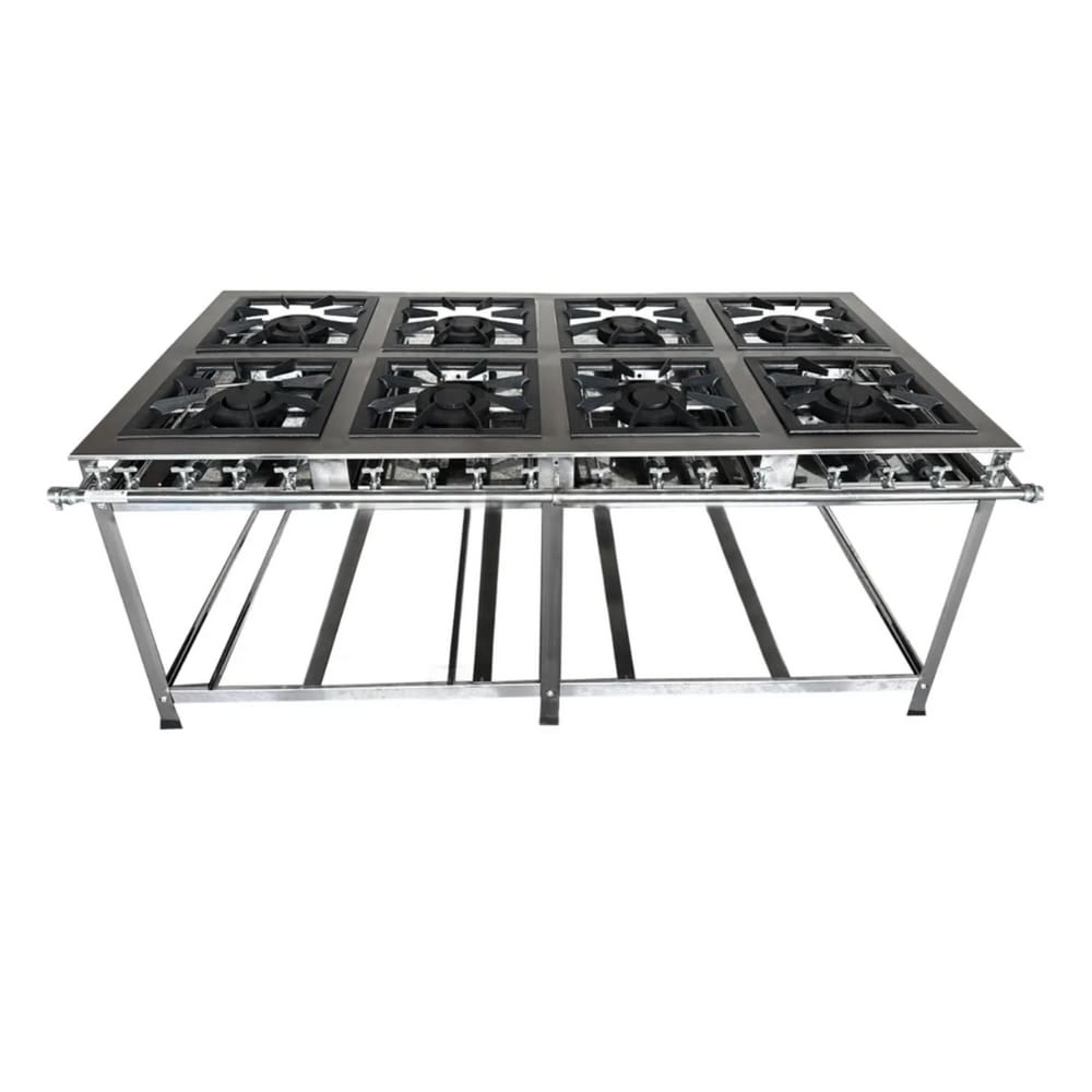 Fogão Industrial 8 Bocas Duplas em Aço Inox 40x40 P8 Leona