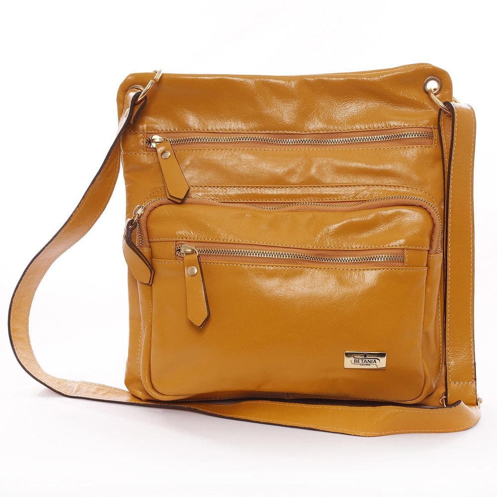 Bolsa Transversal Feminina Em Couro Mastarda Ana Lou